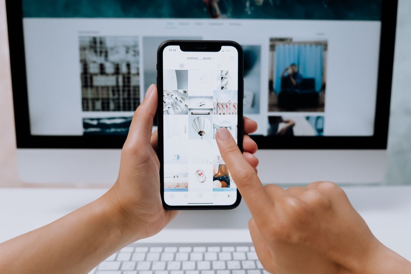 Planning an Instagram grid on a phone